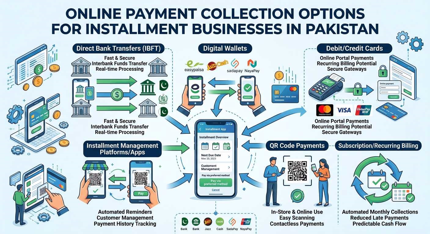 Online payment collection options for installment businesses Pakistan